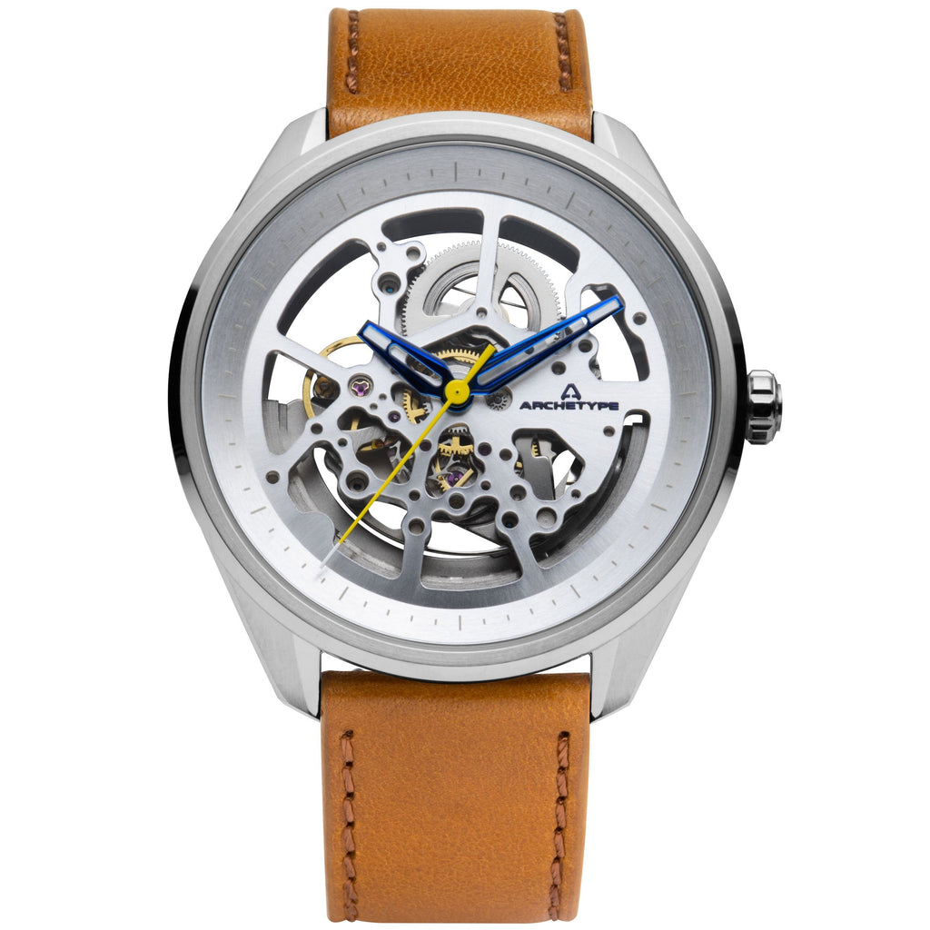 Fossil Boyfriend Automatic Skeleton Silver Dial Brown Leather Strap Watch for Women - ME3109 Buy Now By Fossil