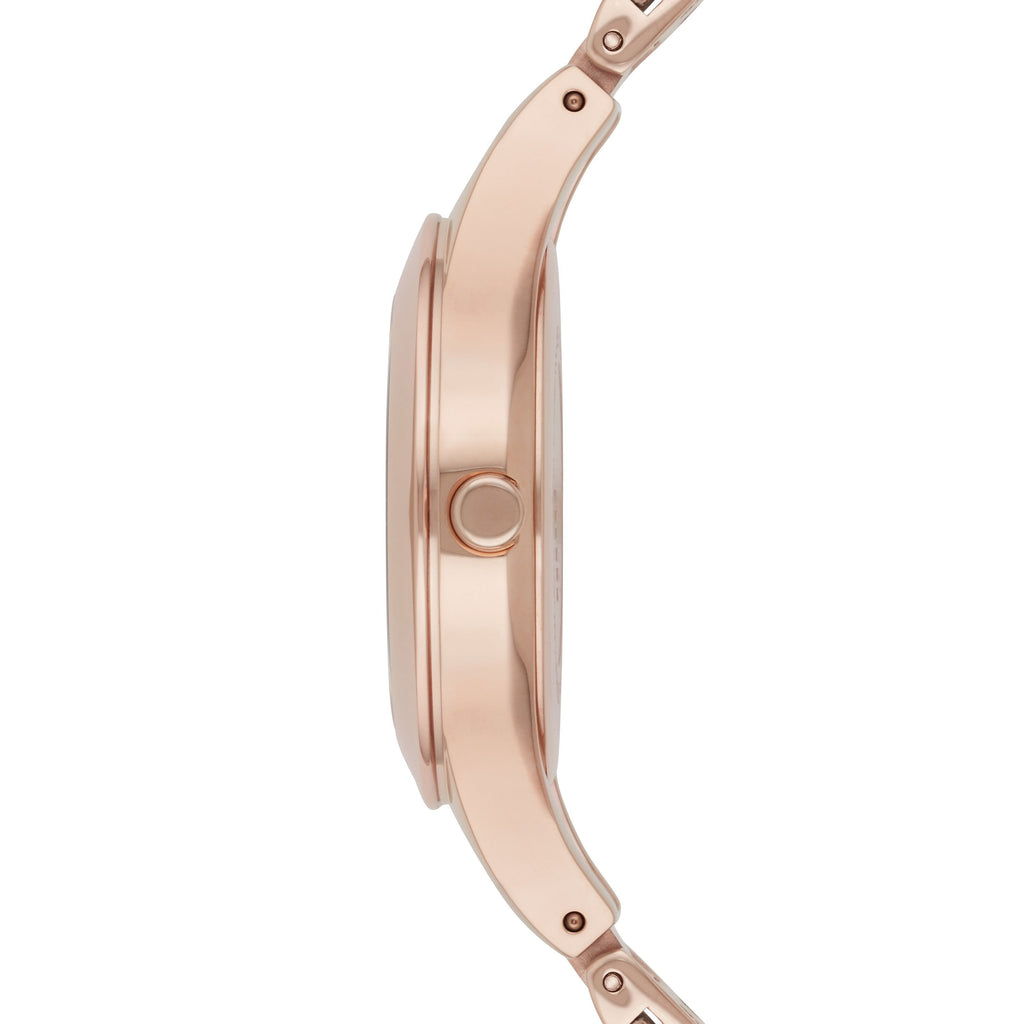 Emporio Armani Chiara Quartz Crystals White Dial Rose Gold Leather Strap Watch For Women - AR7437 Buy Now By Emporio Armani