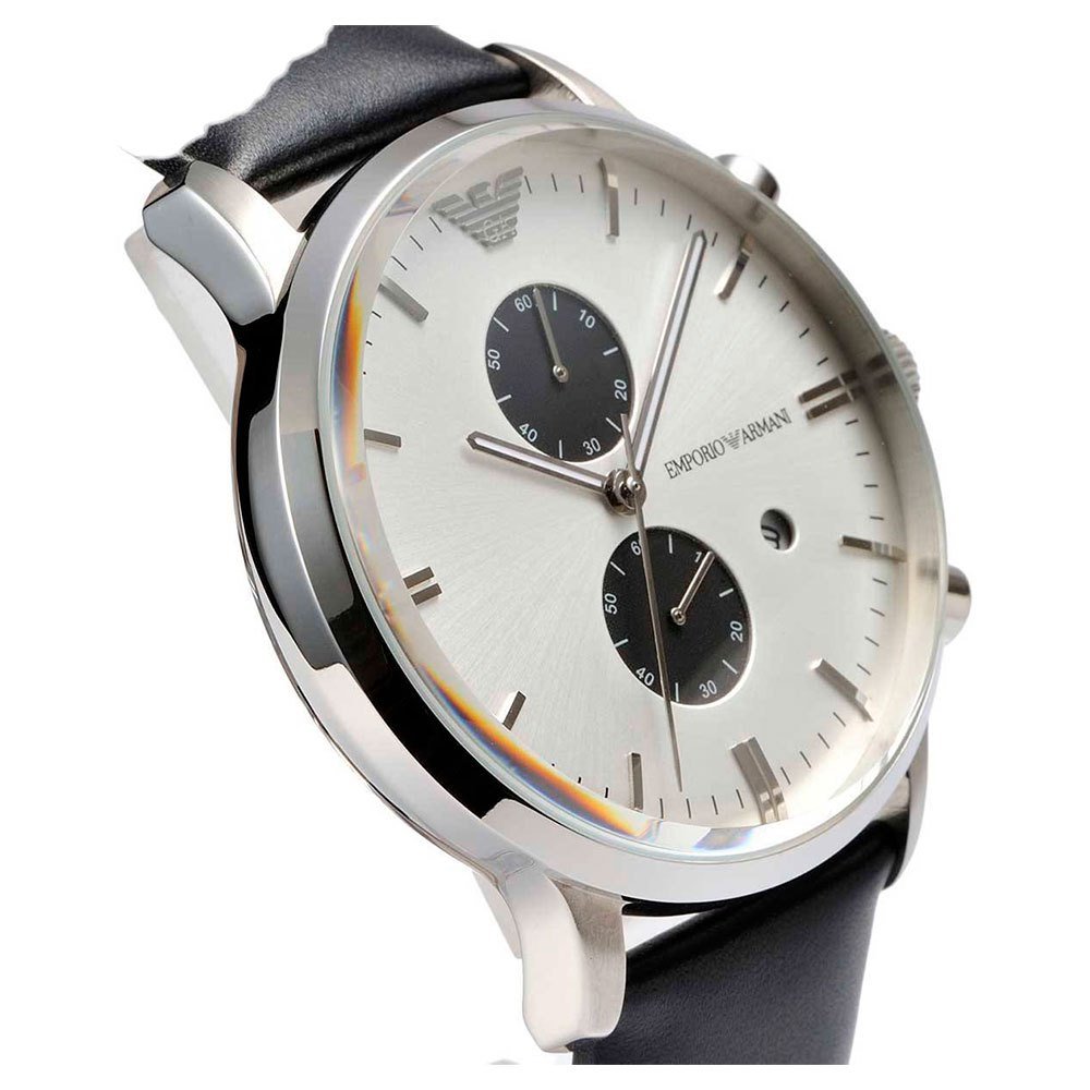 Emporio Armani Gianni White Dial Black Leather Strap Watch For Men - AR0385 Buy Now By Emporio Armani