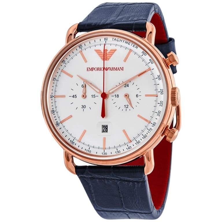 Emporio Armani Aviator Silver Dial Blue Leather Strap Watch For Men - AR11123 Buy Now By Emporio Armani