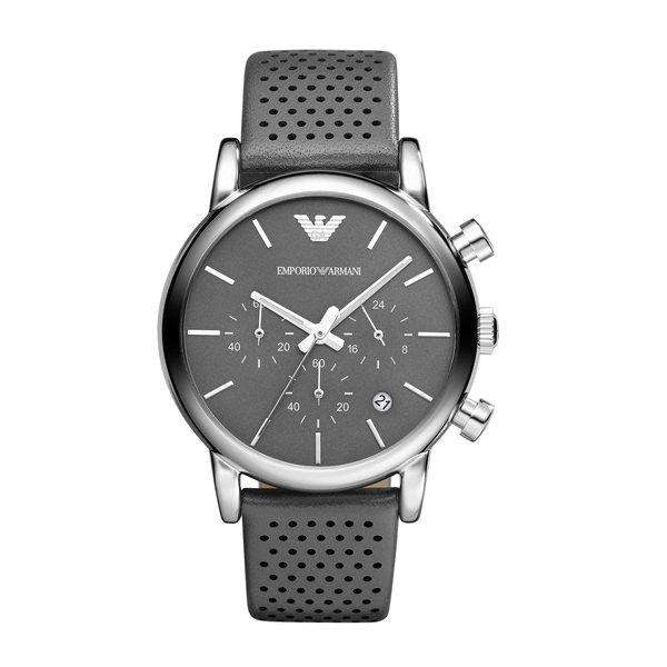 Emporio Armani Luigi Chronograph Quartz Grey Dial Grey Leather Strap Watch For Men - AR1735 Buy Now By Emporio Armani