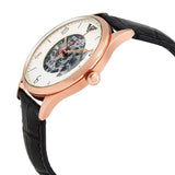 Emporio Armani Meccanico White Skeleton Dial Black Leather Strap Watch For Men - AR1924 Buy Now By Emporio Armani