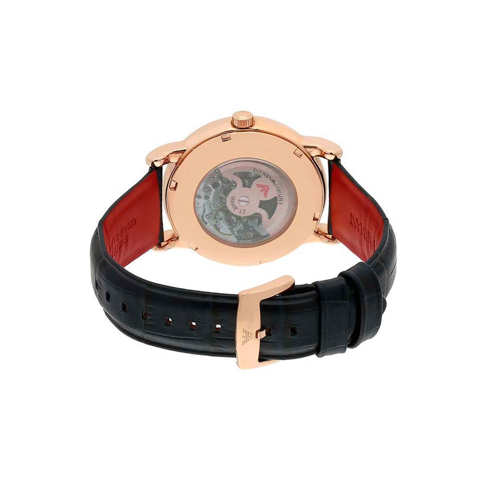 Emporio Armani Meccanico Silver Dial Blue Leather Strap Watch For Men - AR60009 Buy Now By Emporio Armani