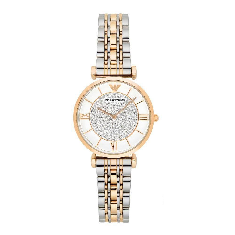 Emporio Armani Gianni T Bar White Dial Two Tone Steel Strap Watch For Women - AR8031 Buy Now By Emporio Armani