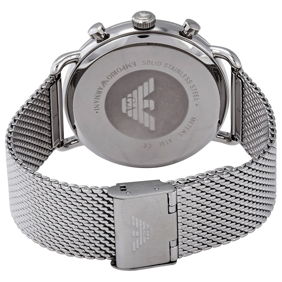 Emporio Armani Chronograph Black Dial Silver Mesh Bracelet Watch For Men - AR11104 Buy Now By Emporio Armani