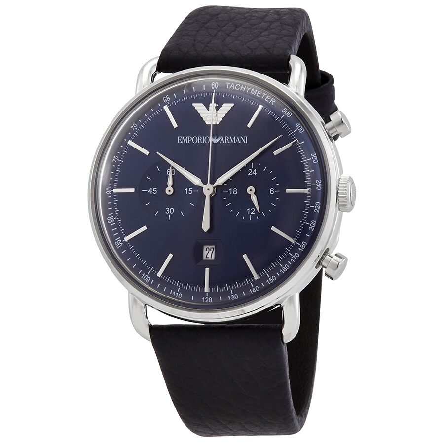 Emporio Armani Aviator Blue Dial Blue Leather Strap Watch For Men - AR11105 Buy Now By Emporio Armani