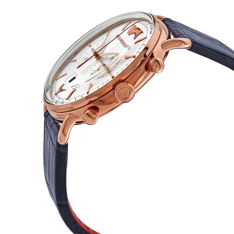 Emporio Armani Aviator Silver Dial Blue Leather Strap Watch For Men - AR11123 Buy Now By Emporio Armani