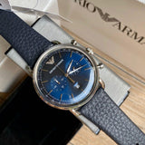 Emporio Armani Aviator Blue Dial Blue Leather Strap Watch For Men - AR11105 Buy Now By Emporio Armani