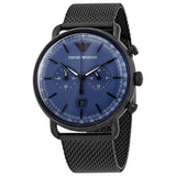Emporio Armani Aviator Chronograph Blue Dial Black Mesh Bracelet Watch For Men - AR11201 Buy Now By Emporio Armani