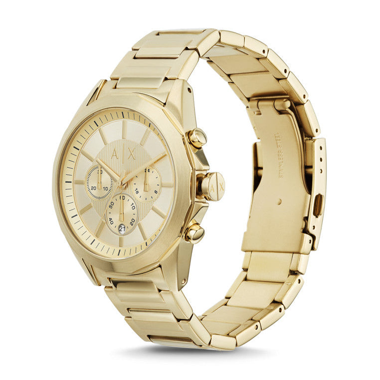 Armani Exchange Drexler Chronograph Gold Dial Gold Steel Strap Watch For Men - AX2602 Buy Now By Armani Exchange