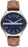 Armani Exchange Hampton Chronograph Blue Dial Brown Leather Strap Watch For Men - AX2133 Buy Now By Armani Exchange