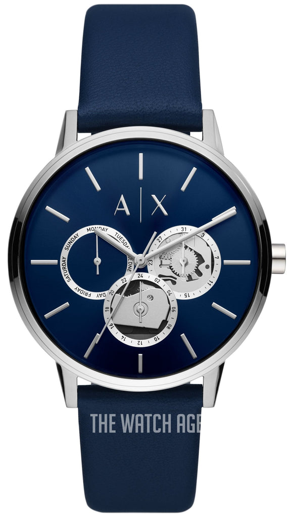 Armani Exchange Cayde Chronograph Blue Dial Blue Leather Strap Watch for Men - AX2746 Buy Now By Armani Exchange