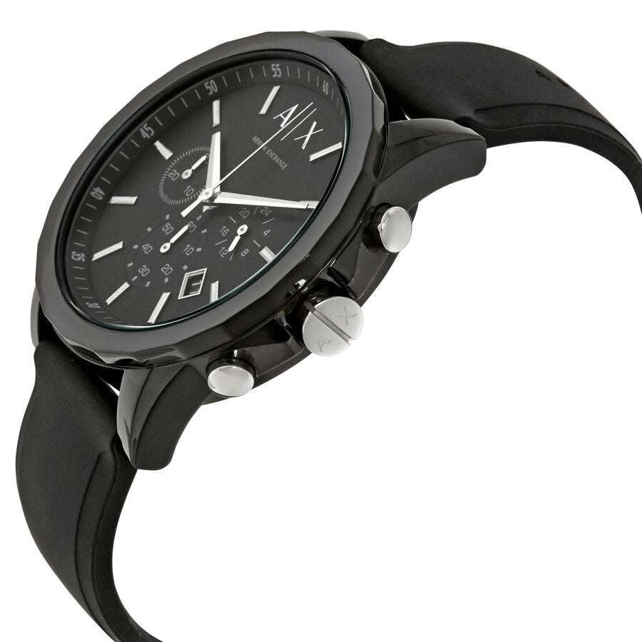 Armani Exchange Outerbanks Chronograph Black Dial Black Silicone Strap Watch For Men - AX1326 Buy Now By Armani Exchange