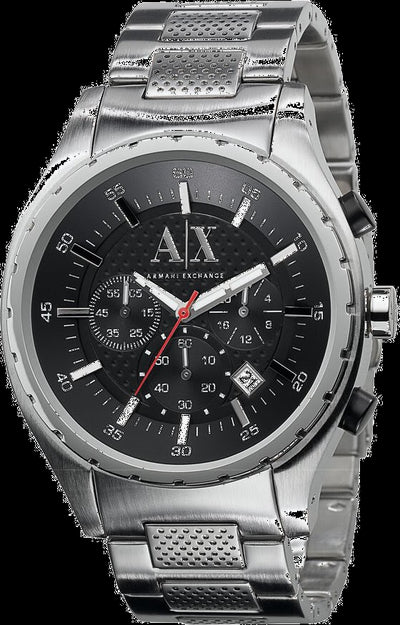 Armani Exchange Miami Chronograph Black Dial Silver Steel Strap Watch For Men - AX1057 Buy Now By Armani Exchange
