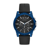 Armani Exchange Outerbanks Chronograph Black Dial Black Silicone Strap Watch For Men - AX1339 Buy Now By Armani Exchange