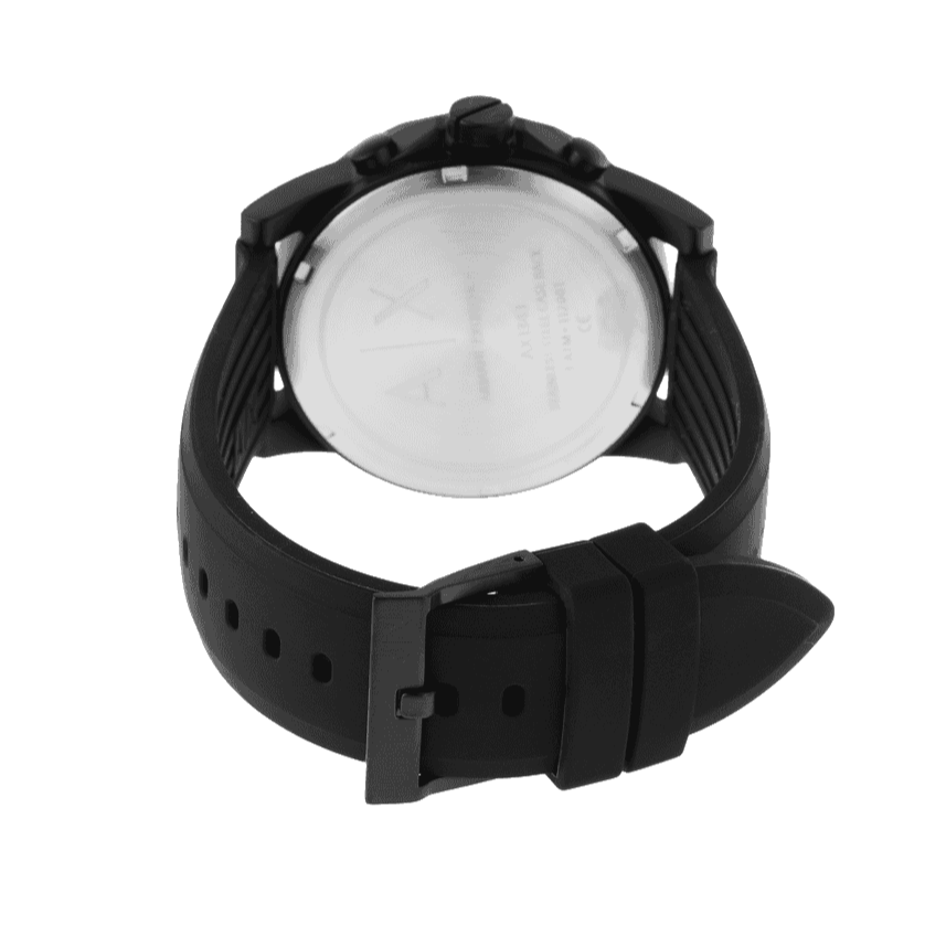Armani Exchange Outerbanks Chronograph Black Dial Black Silicone Strap Watch For Men - AX1343 Buy Now By Armani Exchange