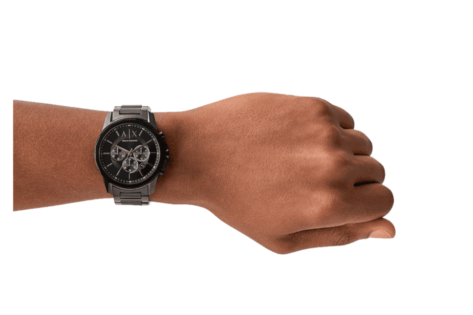 Armani Exchange Banks Chronograph Black Dial Black Steel Strap Watch For Men - AX1722