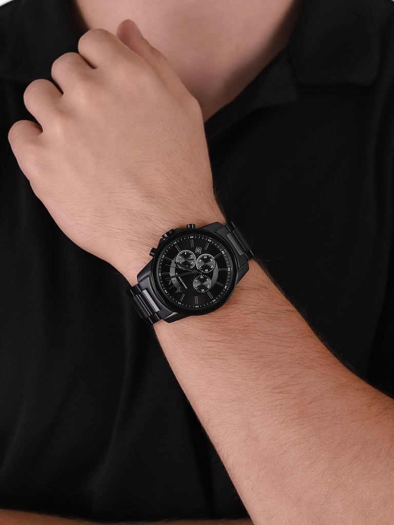 Emporio Armani Meccanico Automatic Black Dial Black Steel Strap Watch For Men - AR60054 Buy Now By Emporio Armani