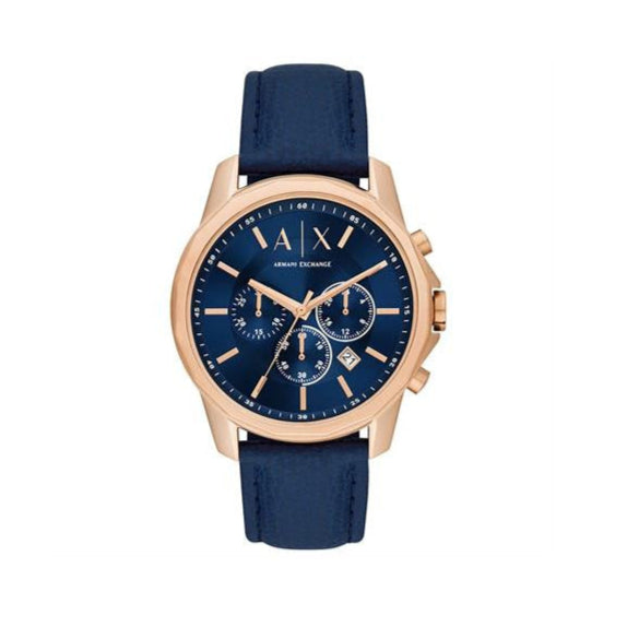 Armani Exchange Banks Chronograph Blue Dial Blue Leather Strap Watch For Men - AX1723 Buy Now By Armani Exchange