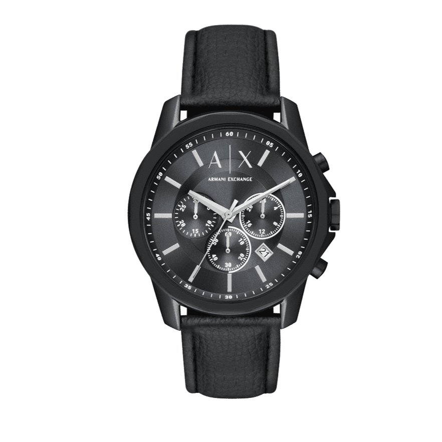 Armani Exchange Banks Chronograph Black Dial Black Leather Strap Watch For Men - AX1724 Buy Now By Armani Exchange