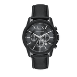 Armani Exchange Banks Chronograph Black Dial Black Leather Strap Watch For Men - AX1724 Buy Now By Armani Exchange