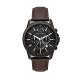 Armani Exchange Outerbanks Chronograph Black Dial Brown Leather Strap Watch For Men - AX1732 Buy Now By Armani Exchange