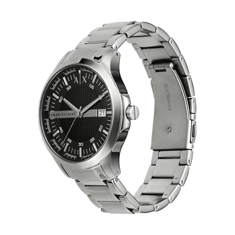 Armani Exchange Hampton Chronograph Black Dial Silver Steel Strap Watch For Men - AX2103 Buy Now By Armani Exchange