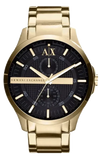 Armani Exchange Hampton Chronograph Black Dial Gold Steel Strap Watch For Men - AX2122 Buy Now By Armani Exchange