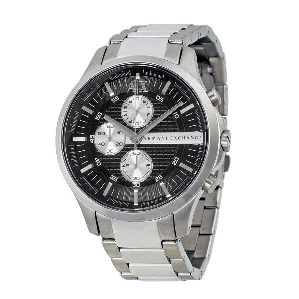 Armani Exchange Hampton Chronograph Black Dial Silver Steel Strap Watch For Men - AX2152 Buy Now By Armani Exchange