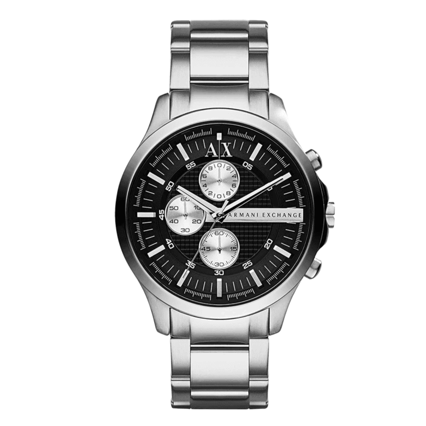 Armani Exchange Hampton Chronograph Black Dial Silver Steel Strap Watch For Men - AX2152 Buy Now By Armani Exchange