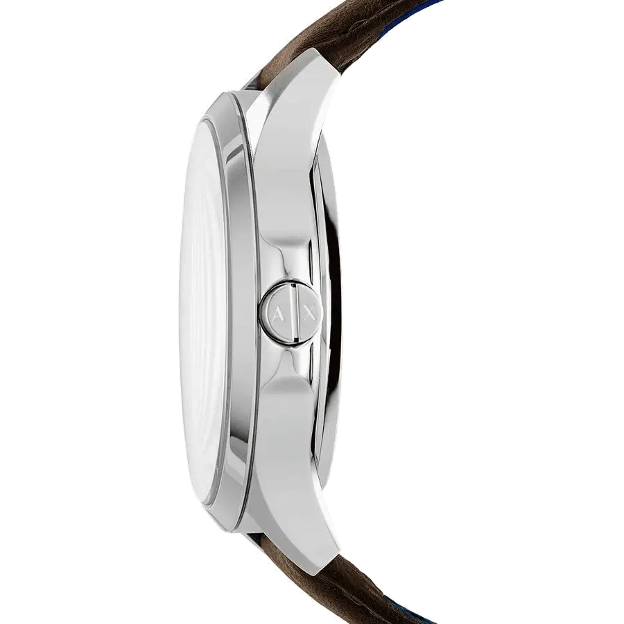 Armani Exchange Hampton Chronograph White Dial Brown Leather Strap Watch For Men - AX2187 Buy Now By Armani Exchange