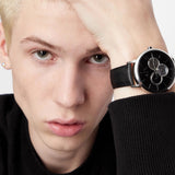 Armani Exchange Cayde Chronograph Black Dial Black Leather Strap Watch for Men - AX2745 Buy Now By Armani Exchange