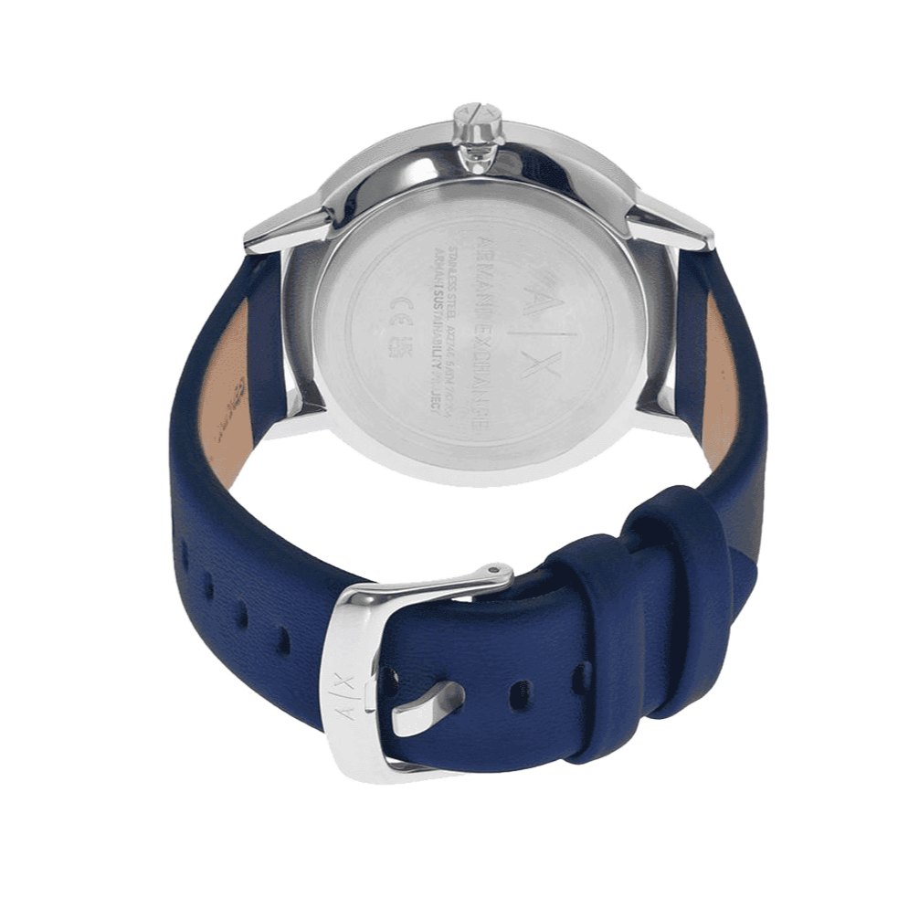 Armani Exchange Cayde Chronograph Blue Dial Blue Leather Strap Watch for Men - AX2746 Buy Now By Armani Exchange