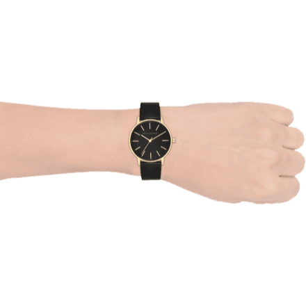 Armani Exchange Lola Three Hand Black Dial Black Mesh Strap Watch For Women - AX5548