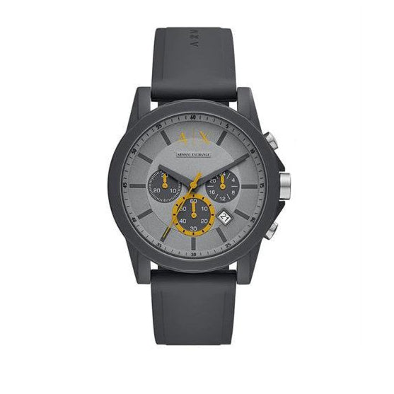 Armani Exchange Outerbanks Chronograph Grey Dial Grey Silicone Strap Watch For Men - AX7123 Buy Now By Armani Exchange