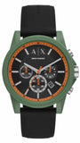 Armani Exchange Outerbanks Chronograph Black Dial Black Silicone Strap Watch For Men - AX1348 Buy Now By Armani Exchange