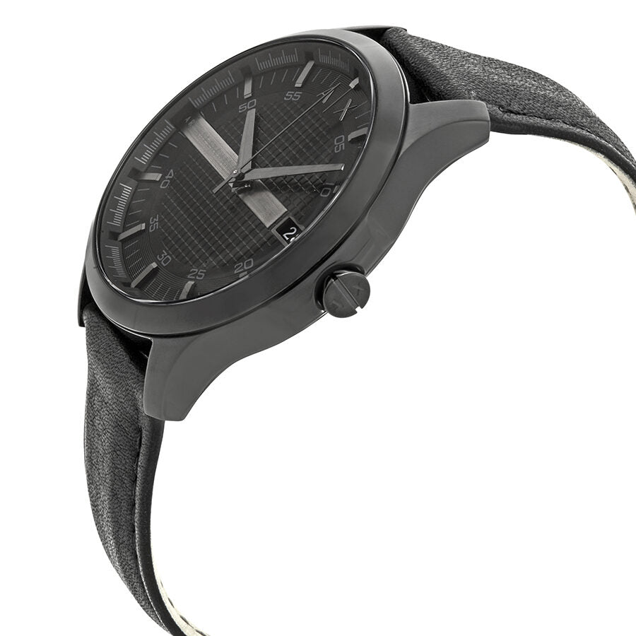Armani Exchange Hampton Chronograph Black Dial Black Leather Strap Watch For Men - AX2400 Buy Now By Armani Exchange