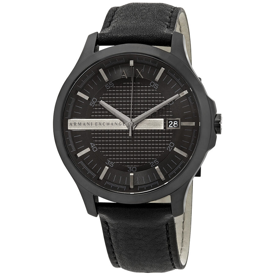 Armani Exchange Hampton Chronograph Black Dial Black Leather Strap Watch For Men - AX2400 Buy Now By Armani Exchange