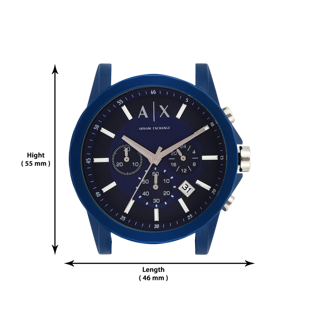 Armani Exchange Outerbanks Chronograph Blue Dial Blue Silicone Strap Watch For Men - AX1327 Buy Now By Armani Exchange