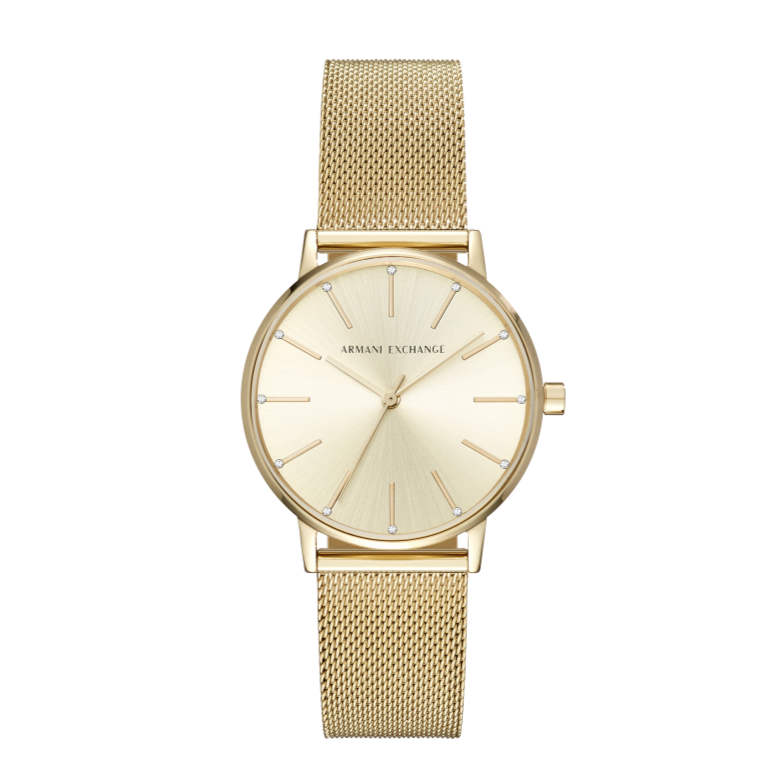 Armani Exchange Lola Analog Gold Dial Gold Mesh Strap Watch For Women - AX5536 Buy Now By Armani Exchange