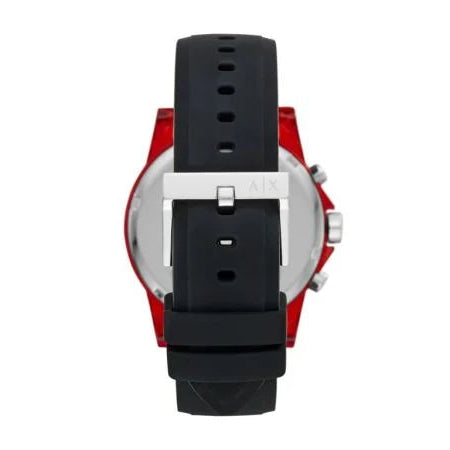 Armani Exchange Outerbanks Chronograph Black Dial Black Silicone Strap Watch For Men - AX1338 Buy Now By Armani Exchange