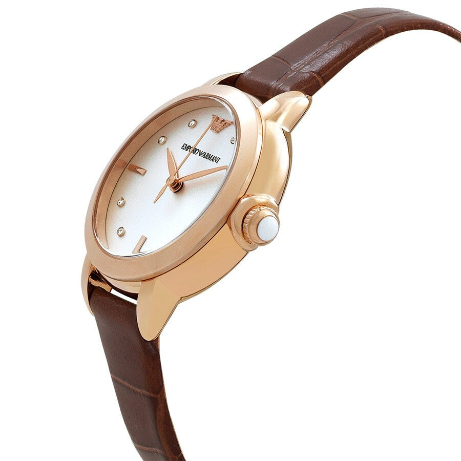 Emporio Armani Mia Quartz Silver Dial Brown Leather Strap Watch For Women - AR11525 Buy Now By Emporio Armani