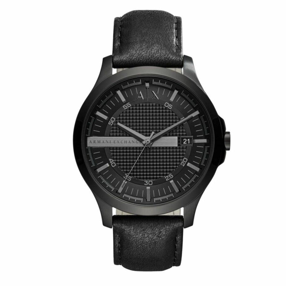 Armani Exchange Hampton Chronograph Black Dial Black Leather Strap Watch For Men - AX2400 Buy Now By Armani Exchange