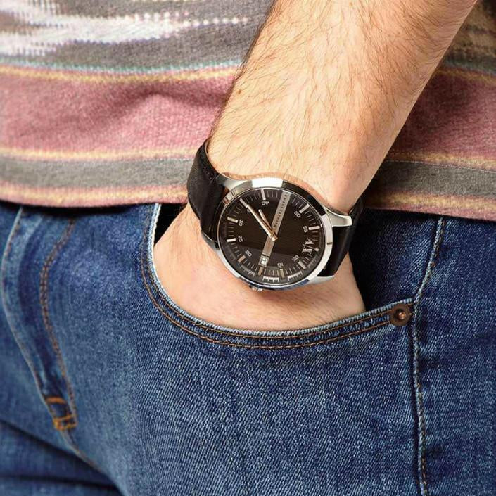 Armani Exchange Hampton Chronograph Black Dial Black Leather Strap Watch For Men - AX2101 Buy Now By Armani Exchange