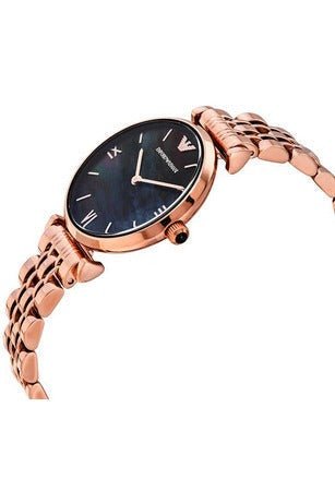 Emporio Armani Gianni T-Bar Black Dial Rose Gold Strap Watch For Women - AR11145 Buy Now By Emporio Armani