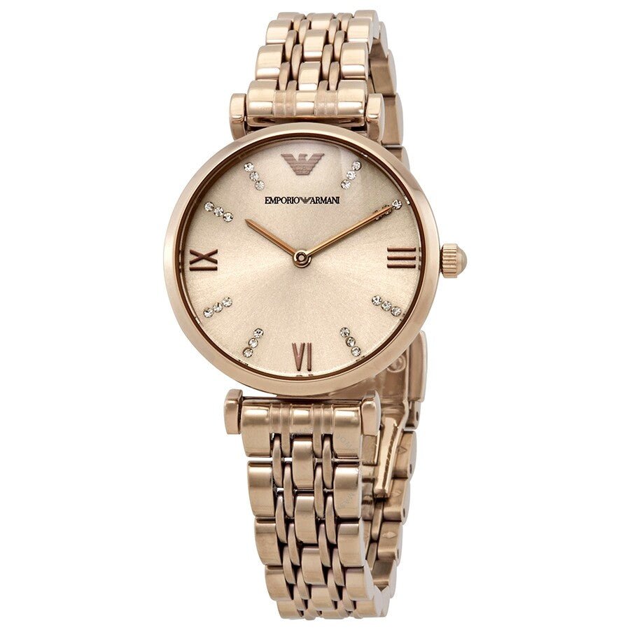 Emporio Armani T-Bar Gianni Rose Gold Dial Rose Gold Steel Strap Watch For Women - AR11059 Buy Now By Emporio Armani