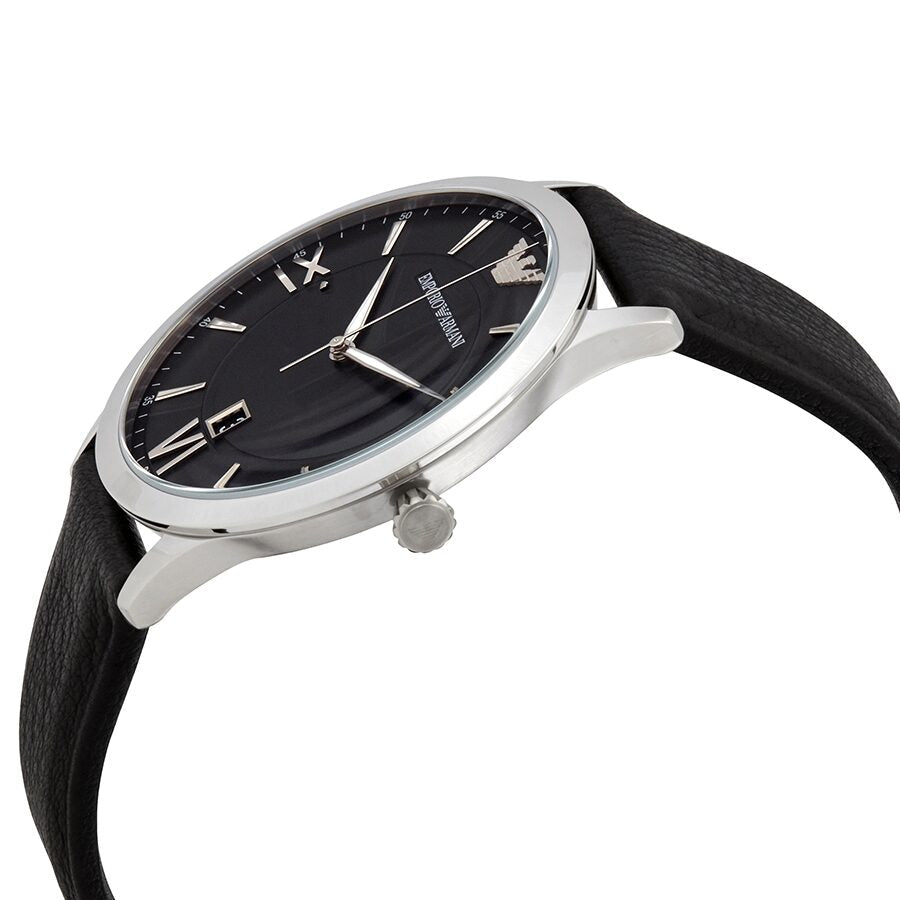 Emporio Armani Giovanni Analog Black Dial Black Leather Strap Watch For Men - AR11210 Buy Now By Emporio Armani