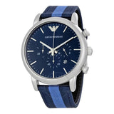 Emporio Armani Luigi Chronograph Quartz Blue Dial Blue Nylon Strap Watch For Men - AR1949 Buy Now By Emporio Armani
