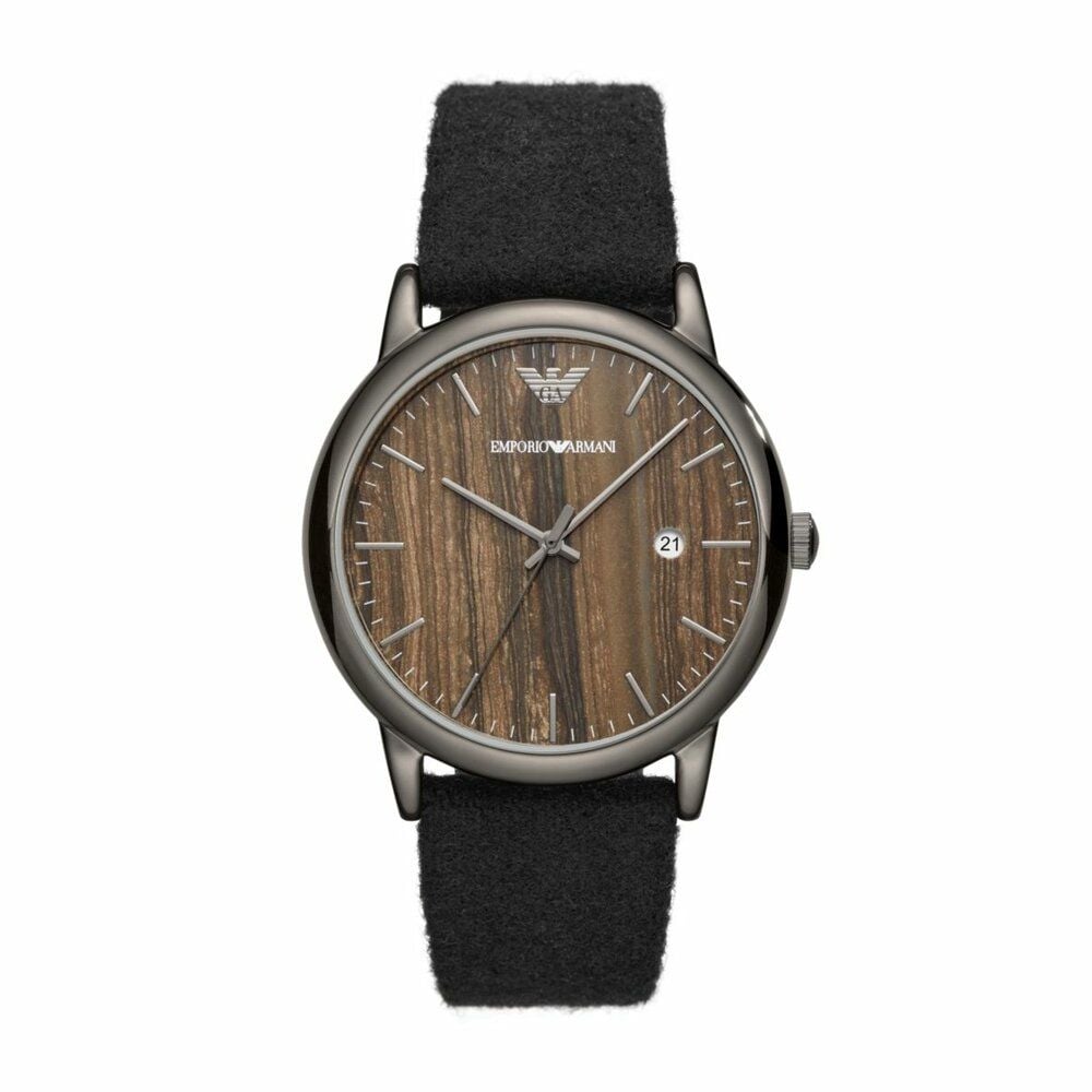 Emporio Armani Luigi Analog Brown Dial Black Leather Strap Watch For Men - AR11156 Buy Now By Emporio Armani