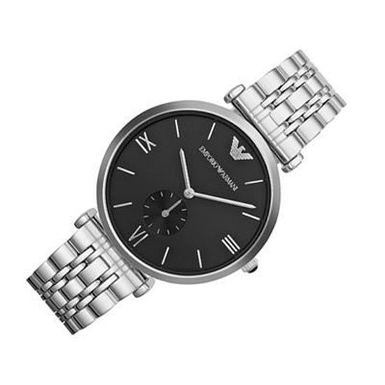 Emporio Armani Retro Black Dial Silver Steel Strap Watch For Men - AR1676 Buy Now By Emporio Armani
